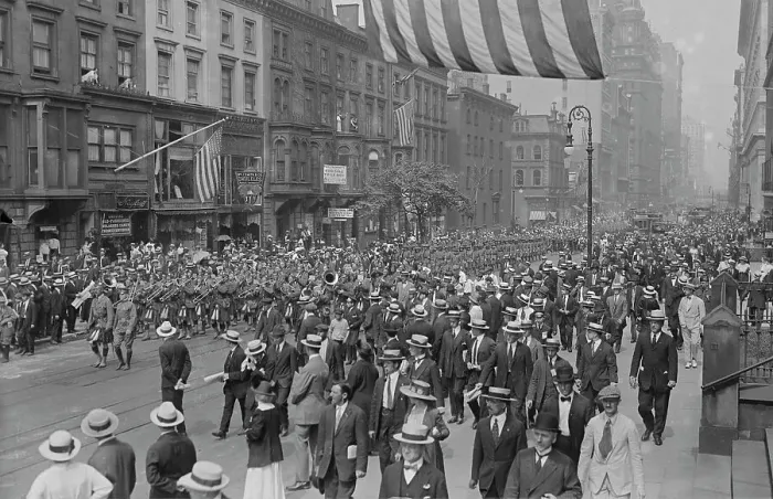 Framed Print : Kilties in New York, July 1917. Creator: Bain News Service Framed Print : Kilties in New York, July 1917. Creator: Bain News Service