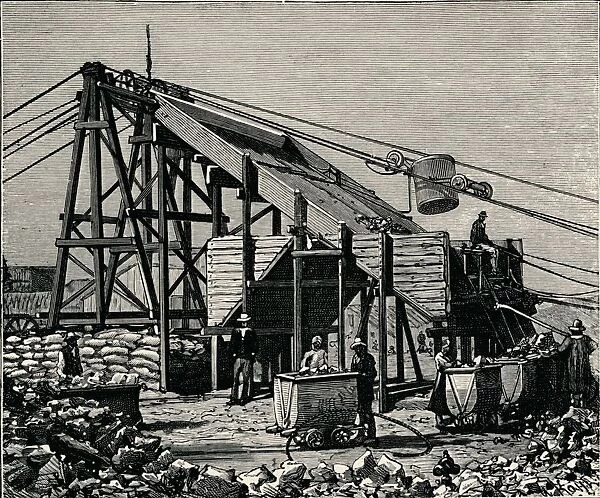 Kimbereley Diamond Mine: apparatus for raising the diamantiferous earth, 1896