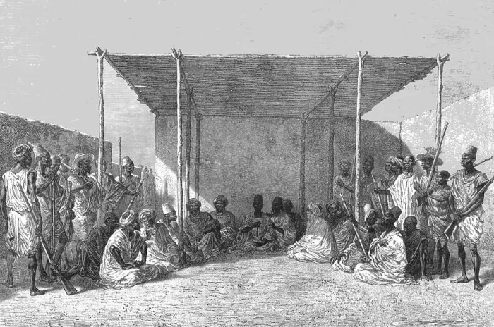 Framed Print : King Ahmadou at a Palaver.'; Journey from the Senegal to the Niger, 1875. Creator: Unknown. King Ahmadou at a Palaver.'; Journey from the Senegal to the Niger, 1875. Creator: Unknown Framed Print : King Ahmadou at a Palaver.'; Journey from the Senegal to the Niger, 1875. Creator: Unknown. King Ahmadou at a Palaver.'; Journey from the Senegal to the Niger, 1875. Creator: Unknown