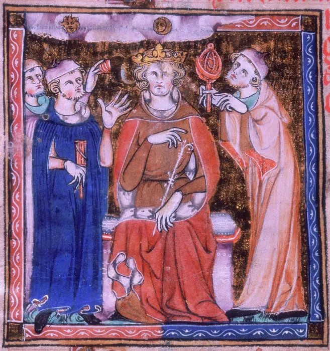 Framed Print : King (Alexander) with an astrologer and a physician, 1326-1327. Creator: Unknown Framed Print : King (Alexander) with an astrologer and a physician, 1326-1327. Creator: Unknown