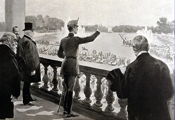 King Alfonso XIII of Spain (1886-1941) acclaimed in the gardens of Versailles, Paris (1905)