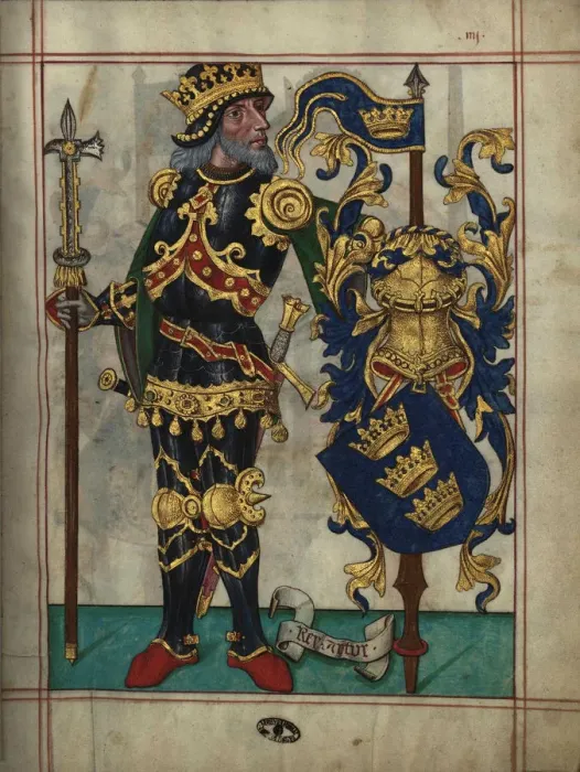 Framed Print : King Arthur (From Livro do Ameiro-Mor), 1509. Artist: Anonymous Framed Print : King Arthur (From Livro do Ameiro-Mor), 1509. Artist: Anonymous