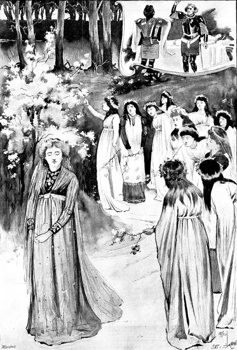 Framed Print : 'King Arthur, ' at the Lyceum: the Queen's Maying in the Whitethorn Wood, 1895