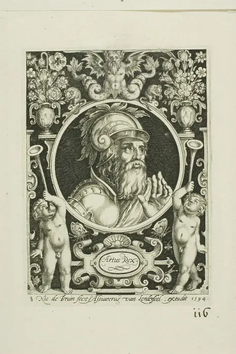 Framed Print : King Arthur, plate eight from The Nine Worthies, 1594. Creator: Nicolaes de Bruyn Framed Print : King Arthur, plate eight from The Nine Worthies, 1594. Creator: Nicolaes de Bruyn