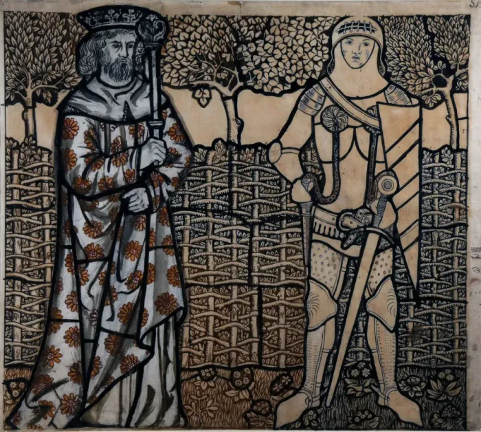 Framed Print : King Arthur and Sir Lancelot, 1862. Creator: Morris, William (1834-1896) Framed Print : King Arthur and Sir Lancelot, 1862. Creator: Morris, William (1834-1896)