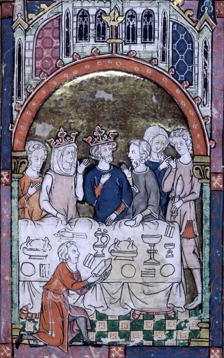 Framed Print : King Arthur's Feast, early 14th century (1300-1315?) Creator: Unknown. King Arthur's Feast, early 14th century (1300-1315?) Creator: Unknown Framed Print : King Arthur's Feast, early 14th century (1300-1315?) Creator: Unknown. King Arthur's Feast, early 14th century (1300-1315?) Creator: Unknown