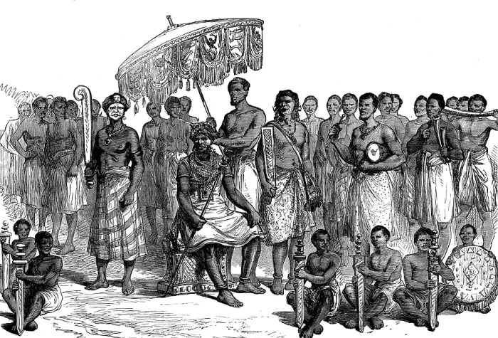 Framed Print : The King of Ashantee and his executioners, 1873. Creator: Unknown Framed Print : The King of Ashantee and his executioners, 1873. Creator: Unknown