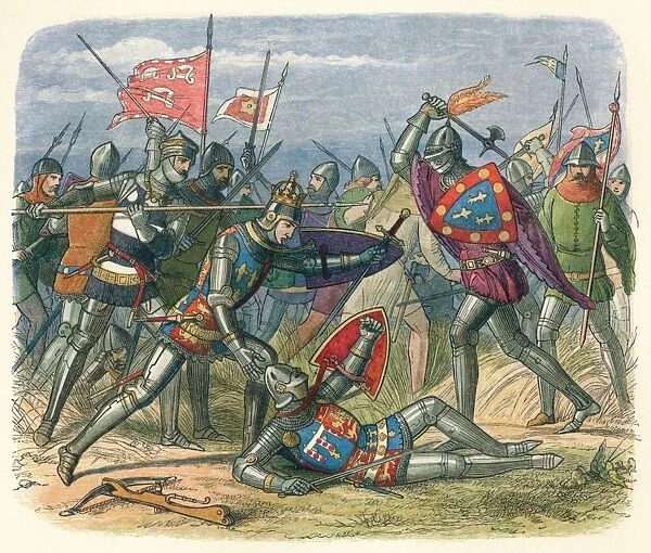 The King attacked by the Duke of Alencon, 1415 (18640. Artist: James William Edmund Doyle