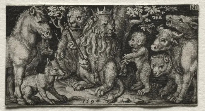 Framed Print : The King of Beasts, 1594. Creator: Nicolaes de Bruyn (Netherlandish, 1571-1656); A Framed Print : The King of Beasts, 1594. Creator: Nicolaes de Bruyn (Netherlandish, 1571-1656); A