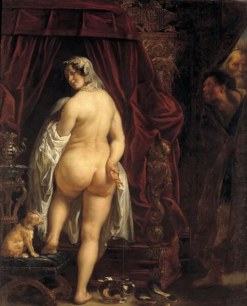 King Candaules of Lydia showing his wife to Gyges, 1646. Creator: Jordaens, Jacob (1593-1678)