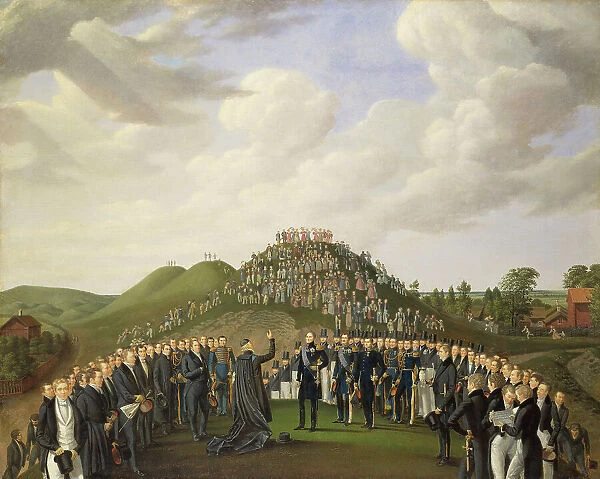 King Carl XIV Johan Visiting the Mounds at Old Uppsala in 1834, 1836. Creator: Johan Way