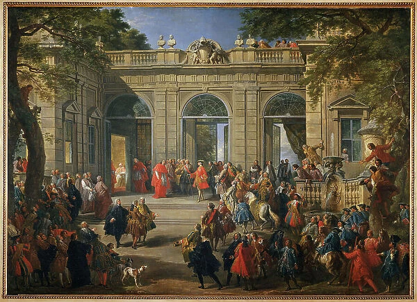 King Charles III Visiting Pope Benedict XIV at the Coffee House of the Palazzo del Quirinale, 1746. Creator: Pannini (Panini), Giovanni Paolo (1691-1765)