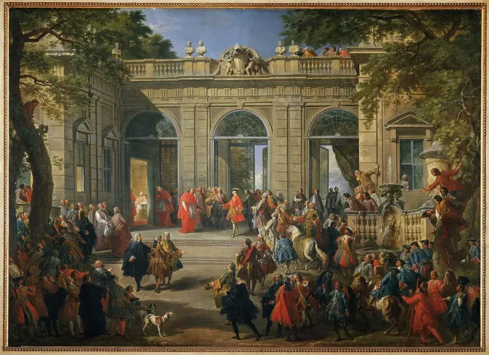 Framed Print : King Charles III Visiting Pope Benedict XIV at the Coffee House of the Palazzo del Quirinale, 1746. Creator: Pannini (Panini), Giovanni Paolo (1691-1765) Framed Print : King Charles III Visiting Pope Benedict XIV at the Coffee House of the Palazzo del Quirinale, 1746. Creator: Pannini (Panini), Giovanni Paolo (1691-1765)