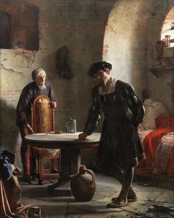 Framed Print : King Christian II in Prison, 1871. Creator: Carl Bloch Framed Print : King Christian II in Prison, 1871. Creator: Carl Bloch