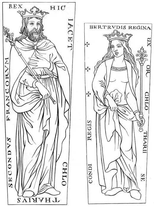 Framed Print : King Clotaire II (584-629) and Bertude (575-604), 12th century (1849) Framed Print : King Clotaire II (584-629) and Bertude (575-604), 12th century (1849)