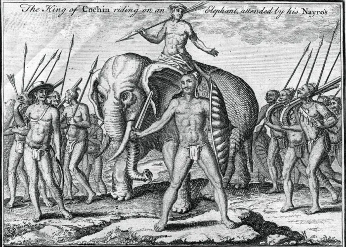 Framed Print : The King of Cochin riding on an elephant, attended by his Nayro s, c1745 Framed Print : The King of Cochin riding on an elephant, attended by his Nayro s, c1745