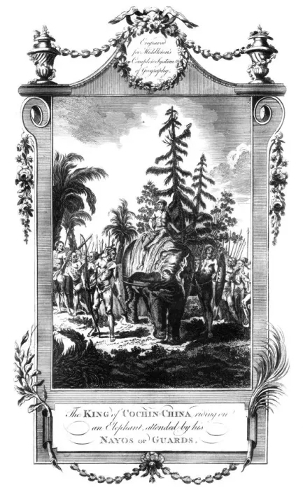 Framed Print : The King of Cochinchina riding on an elephant, c18th century Framed Print : The King of Cochinchina riding on an elephant, c18th century