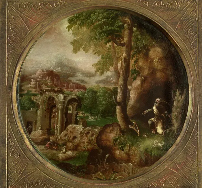 Framed Print : King David in a Landscape, c1540-1570. Creator: Michiel Gast Framed Print : King David in a Landscape, c1540-1570. Creator: Michiel Gast