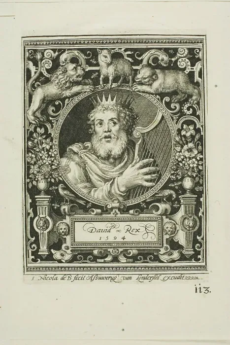Framed Print : King David, plate five from The Nine Worthies, 1594. Creator: Nicolaes de Bruyn Framed Print : King David, plate five from The Nine Worthies, 1594. Creator: Nicolaes de Bruyn