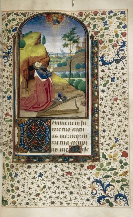 Framed Print : King David in prayer (Book of Hours), 1450-1499. Artist: Anonymous