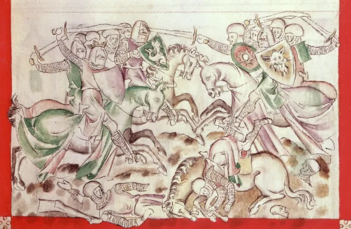 Framed Print : King David's army fights the Philistines, 1310-1320. Creator: Unknown. King David's army fights the Philistines, 1310-1320. Creator: Unknown Framed Print : King David's army fights the Philistines, 1310-1320. Creator: Unknown. King David's army fights the Philistines, 1310-1320. Creator: Unknown