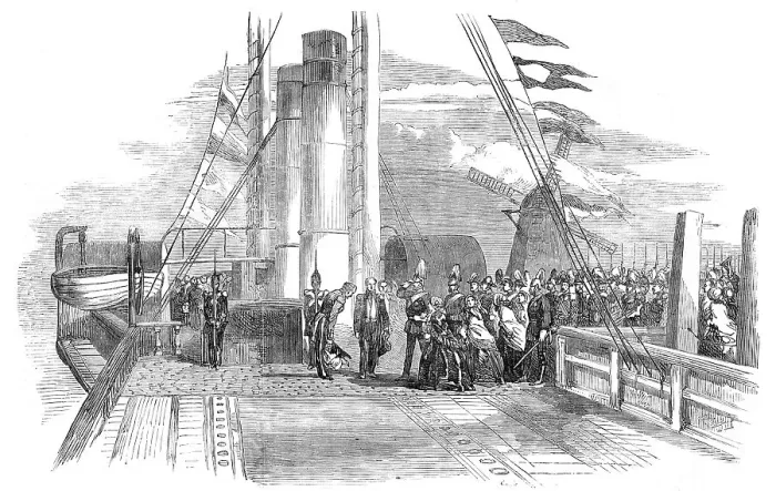Framed Print : The King of Denmark visiting Mr. Peto on board the Cygnus, 1854. Creator: Unknown. The King of Denmark visiting Mr. Peto on board the Cygnus, 1854. Creator: Unknown Framed Print : The King of Denmark visiting Mr. Peto on board the Cygnus, 1854. Creator: Unknown. The King of Denmark visiting Mr. Peto on board the Cygnus, 1854. Creator: Unknown
