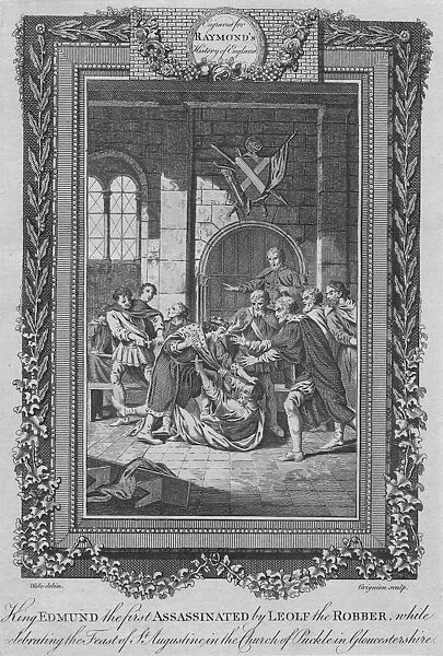 King Edmund the first Assassinated by Leolf the Robbe, c1787