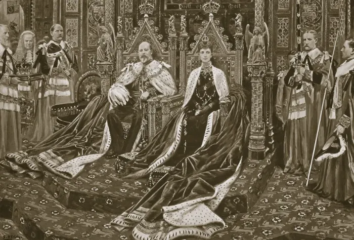 Framed Print : King Edward VII at the opening of his first Parliament, London, 14 February, 1901 Framed Print : King Edward VII at the opening of his first Parliament, London, 14 February, 1901