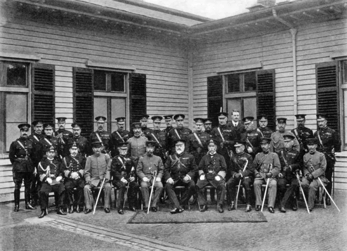 Framed Print : King Edward VII, Prince Fushimi and staff, Aldershot command, 1908-1909. Artist: Gale & Polder Framed Print : King Edward VII, Prince Fushimi and staff, Aldershot command, 1908-1909. Artist: Gale & Polder