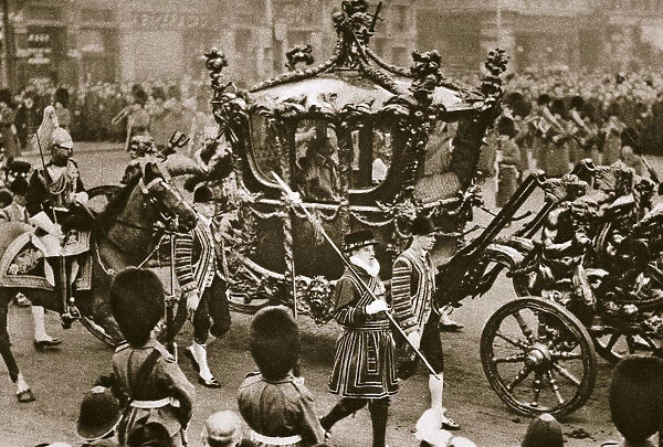 King Edward VII and Queen Alexandra on their way to the State Opening of Parliament, 1900s