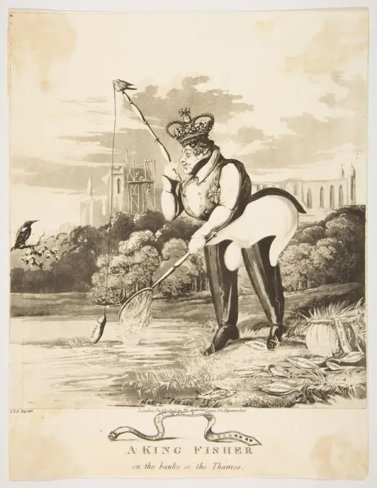 Framed Print : A King Fisher on the Banks of the Thames, 1827. Creator: Monogrammist JVS Framed Print : A King Fisher on the Banks of the Thames, 1827. Creator: Monogrammist JVS