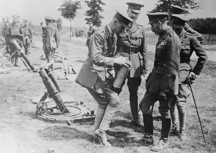 Framed Print : King Geo. studies trench bombs, 7 Jul 1917. Creator: Bain News Service Framed Print : King Geo. studies trench bombs, 7 Jul 1917. Creator: Bain News Service