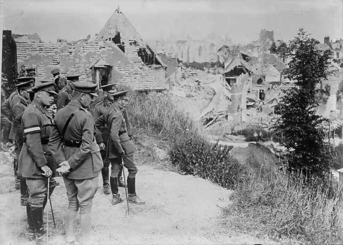 Framed Print : King Geo. views Peronne, 13 Jul 1917. Creator: Bain News Service Framed Print : King Geo. views Peronne, 13 Jul 1917. Creator: Bain News Service