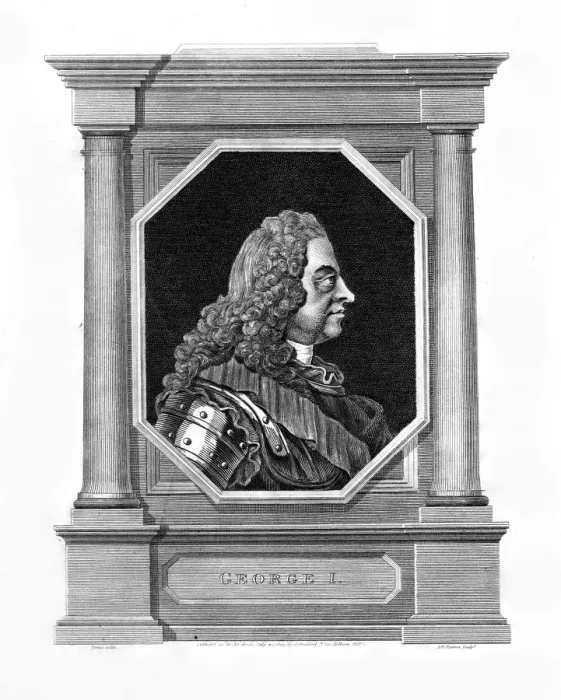 Framed Print : King George I, (19th century). Artist: AW Warren Framed Print : King George I, (19th century). Artist: AW Warren