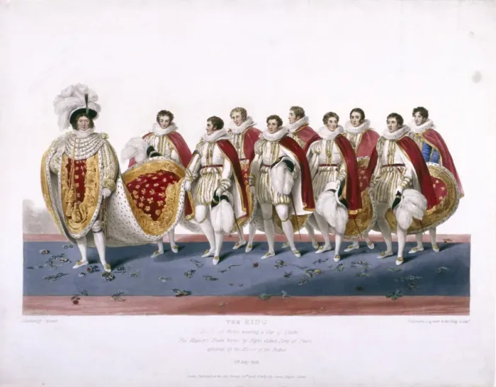 Framed Print : King George IV in his royal robes wearing a cap of estate, 1826. Artist: Edward Scriven Framed Print : King George IV in his royal robes wearing a cap of estate, 1826. Artist: Edward Scriven
