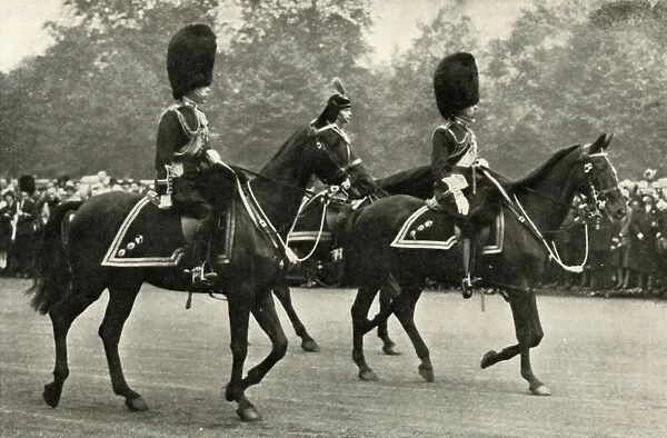 King George Riding With the Late King George V and the Prince of Wales, 1928. 1937