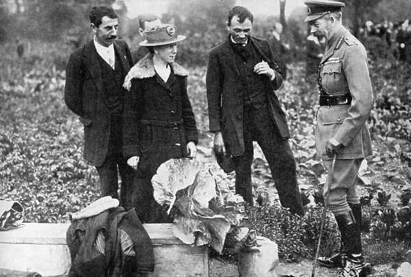 King George V admiring allotments on Clapham Common, London, c1910s-c1920s (1936)