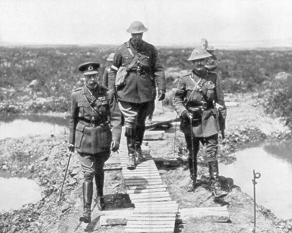King George V and the Canadian General Currie view the captured ground at Vimy and Messines, 1917