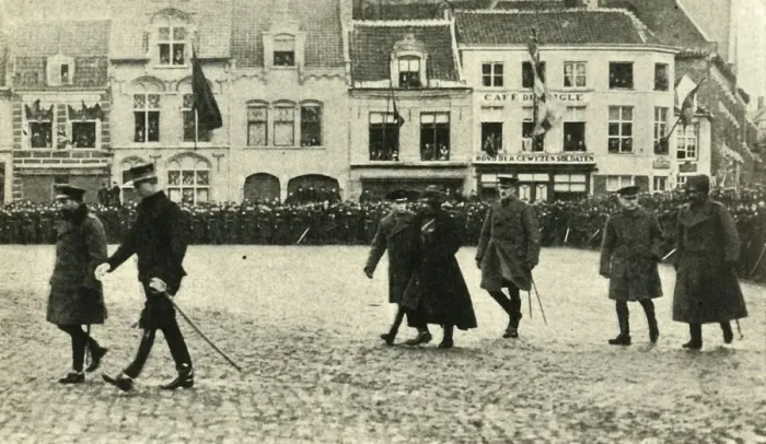 Framed Print : King George V at Furnes, Belgium, First World War, 4 December 1914, (1920). Creator: Unknown Framed Print : King George V at Furnes, Belgium, First World War, 4 December 1914, (1920). Creator: Unknown