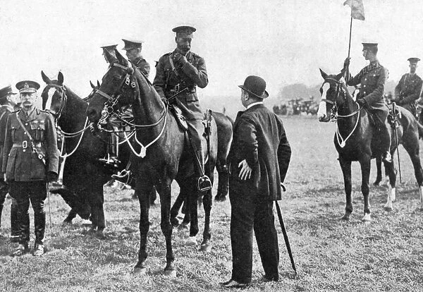 King George V at an inspection of troops at Aldershot, First World War, 1914-1918, (c1920)