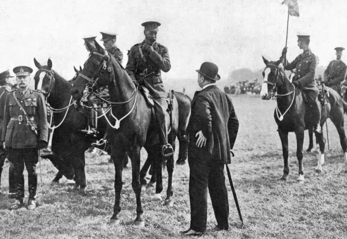 Framed Print : King George V at an inspection of troops at Aldershot, First World War, 1914-1918, (c1920) Framed Print : King George V at an inspection of troops at Aldershot, First World War, 1914-1918, (c1920)