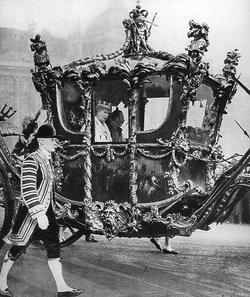 King George V and Queen Mary on their way to the State Opening of Parliament, c1930s