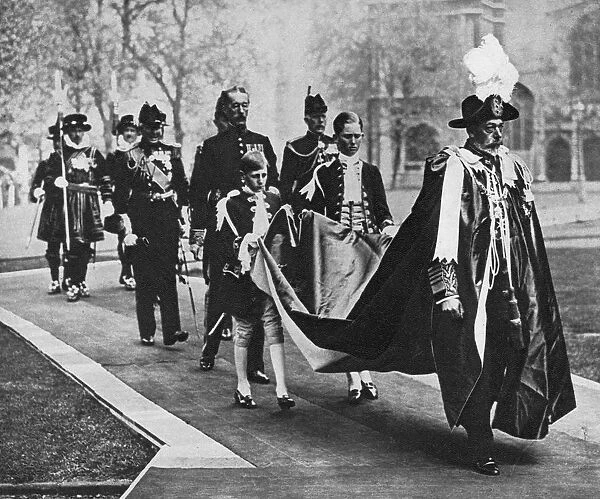 King George V in his robes as sovereign of the Order of Bath, c1930s