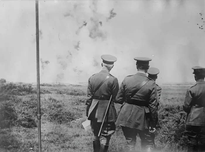 Framed Print : King George V sees trench bombing, 7 Jul 1917. Creator: Bain News Service Framed Print : King George V sees trench bombing, 7 Jul 1917. Creator: Bain News Service