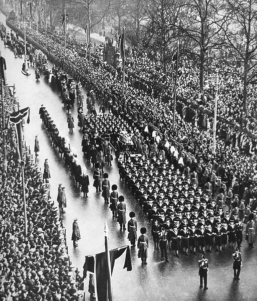 King George Vs funeral procession passing along Piccadilly, London, 28 January 1936