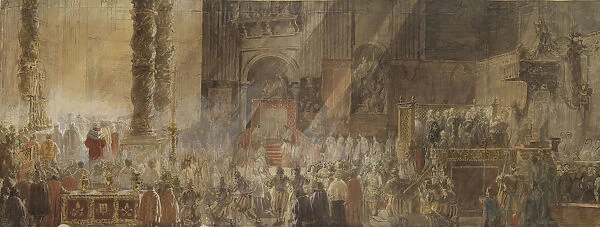 King Gustav III of Sweden Attending Christmas Mass in St Peters Basilica in Vatican, 1783, 1780s