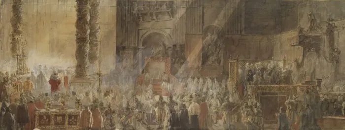 Framed Print : King Gustav III of Sweden Attending Christmas Mass in St Peters Basilica in Vatican, 1783, 1780s Framed Print : King Gustav III of Sweden Attending Christmas Mass in St Peters Basilica in Vatican, 1783, 1780s