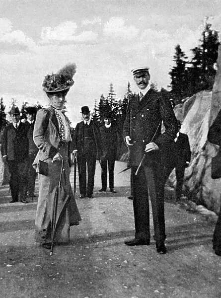 King Haakon VII of Norway (1872-1957) with his wife Queen Maud (869-1938), 1908. Artist: Queen Alexandra