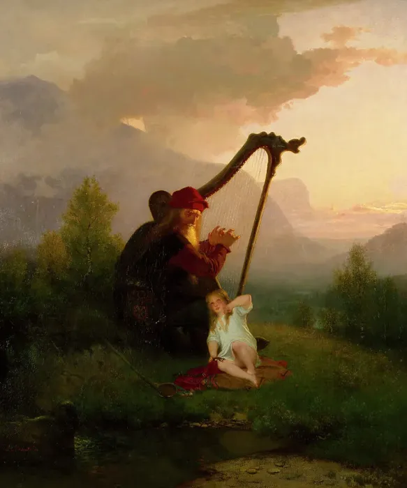 Framed Print : King Heimer and Aslög, 1856. Creator: Johan August Malmström Framed Print : King Heimer and Aslög, 1856. Creator: Johan August Malmström