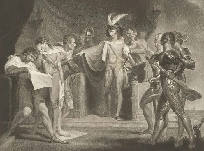Framed Print : King Henry Condemning Cambridge, Scroop and Northumberland, 1798. Creator: Robert Thew Framed Print : King Henry Condemning Cambridge, Scroop and Northumberland, 1798. Creator: Robert Thew